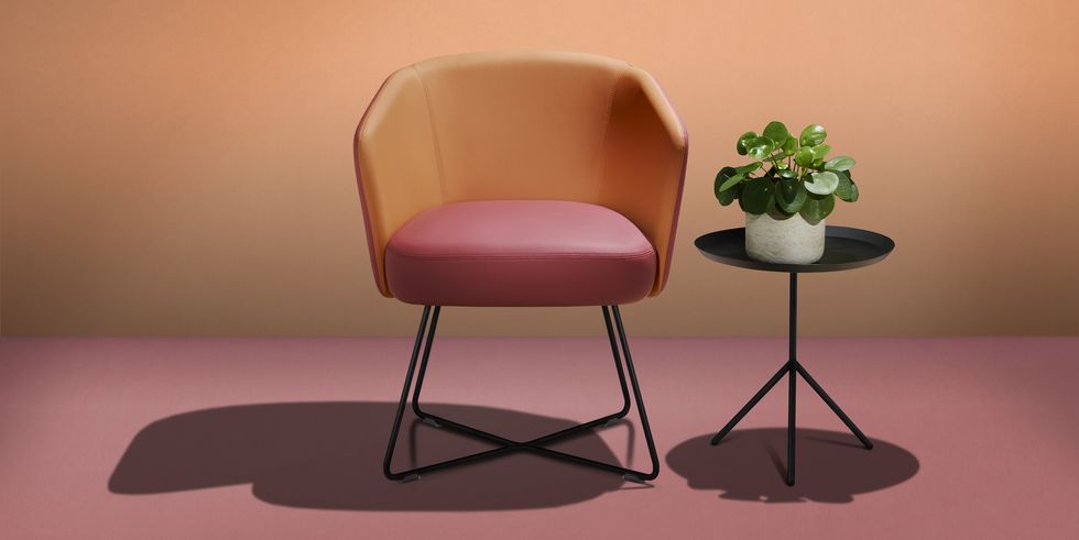 Ultrafabrics' Volar Bio on chair red and orange.