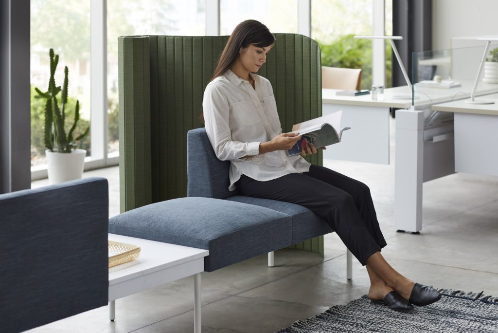 Jetty:Mod by Allsteel woman in chair with privacy screen