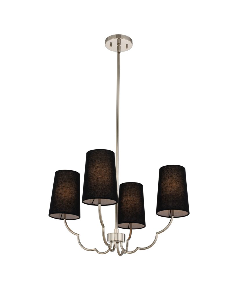 Sophia Chandelier four heads black linen