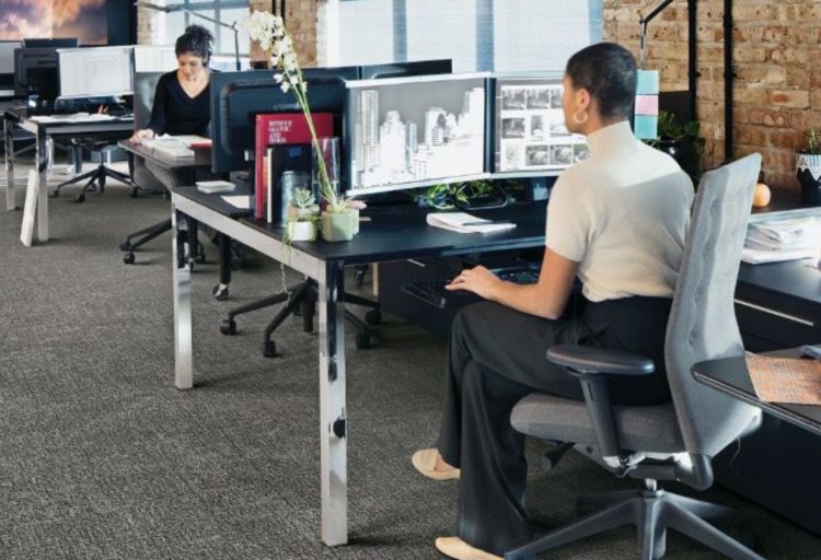 Step in time textile dark gray on floor