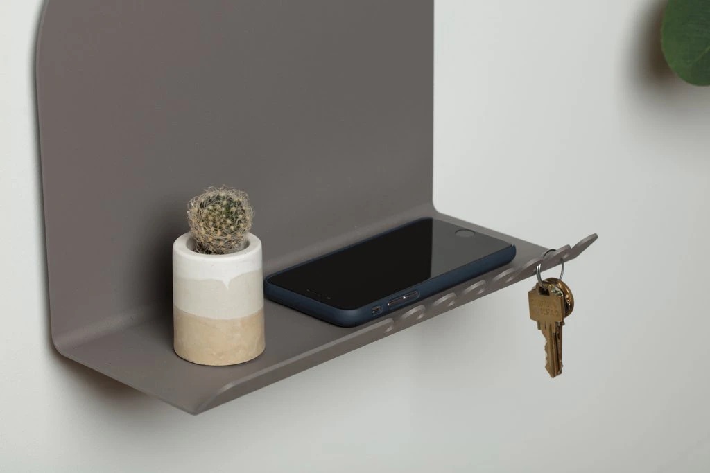 Most Modest Walter Shelf gray with phone and keys