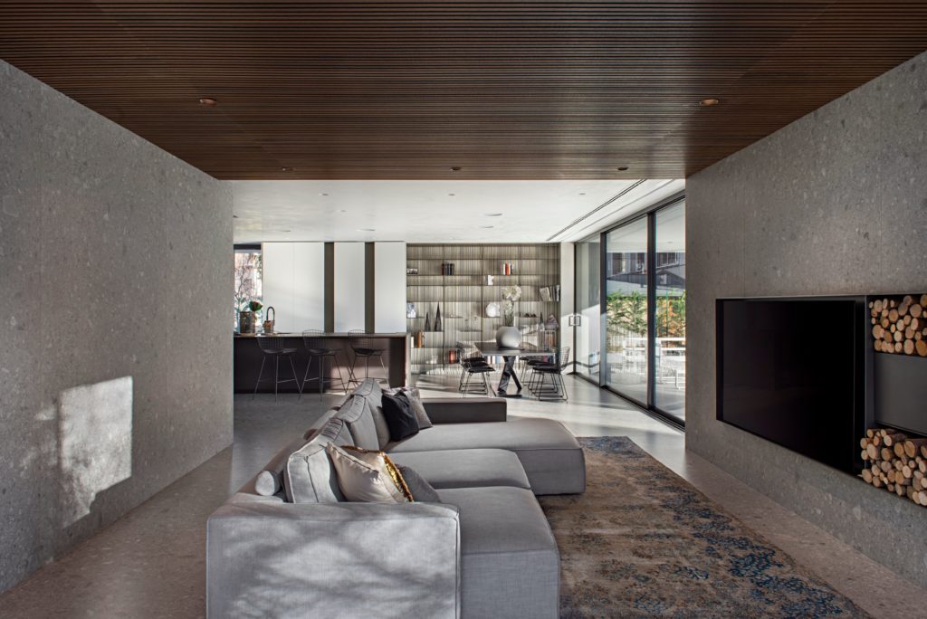 Twix by Déco on ceiling in living room with tv and fireplace