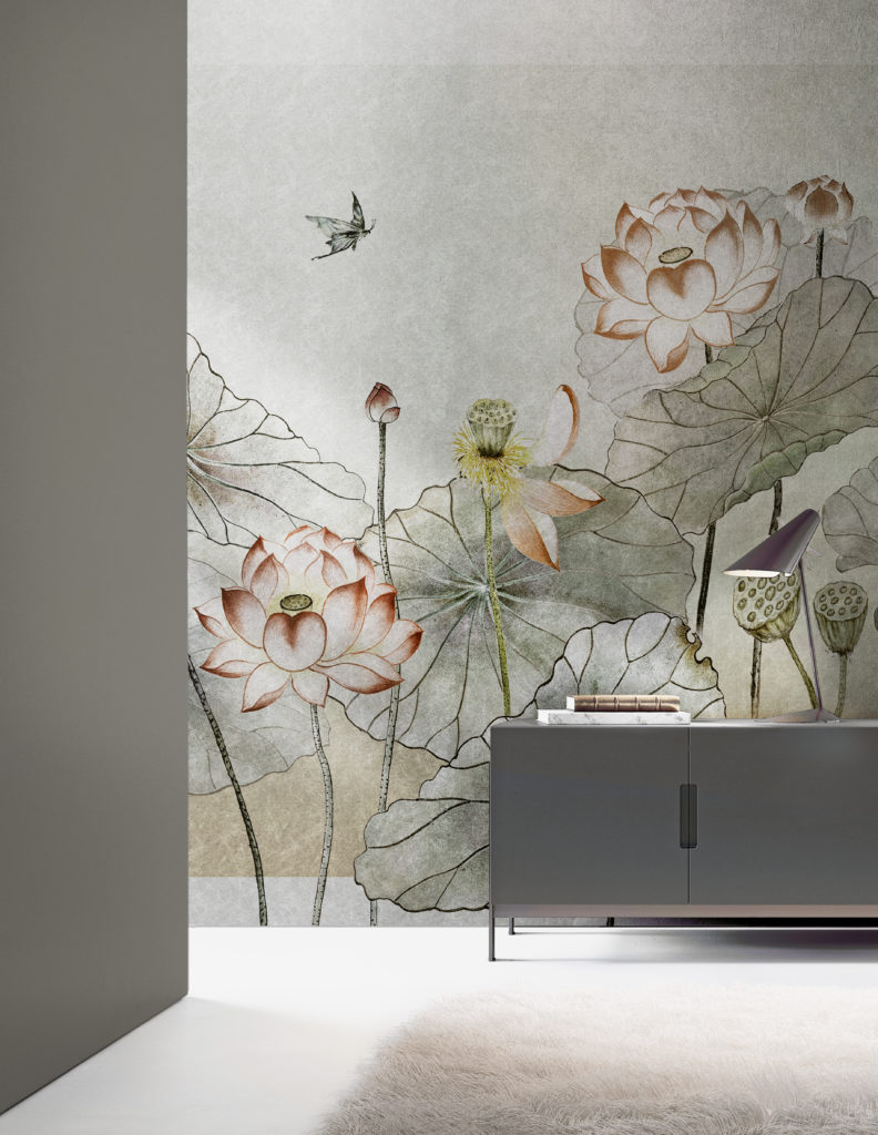 WallPepper Metallic flowers with butterfly