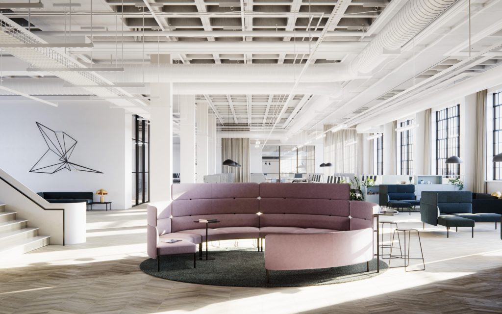 Adapt Modular Seating circular seating in mauve