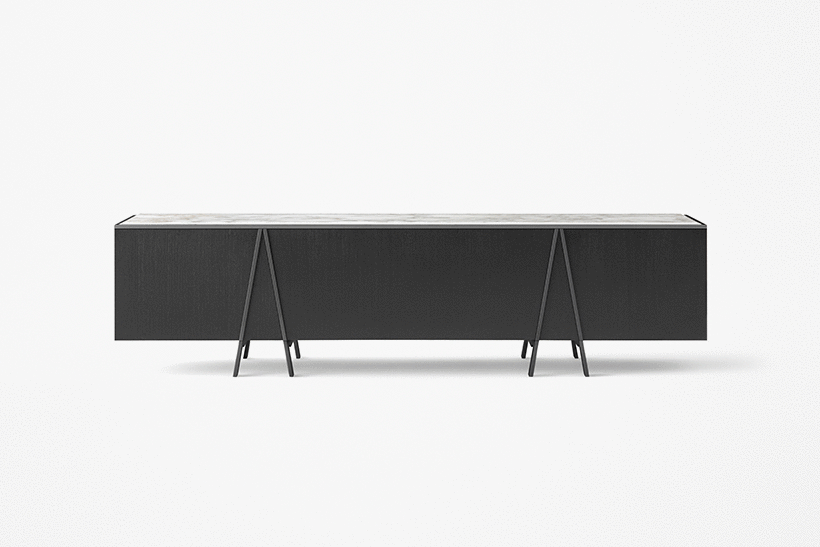 easel sideboard long rear view animated with doors opening