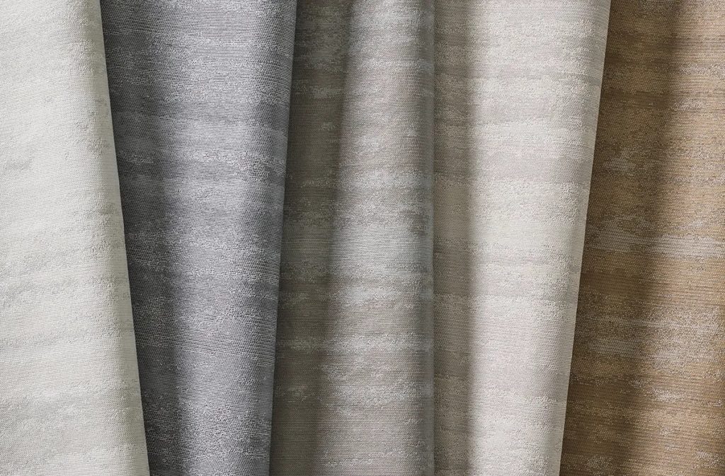 Xorel textile Limestone with five colors detail of swatches