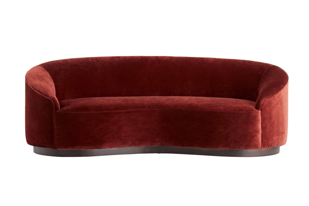 Turner Small Velvet Sofa front view in red