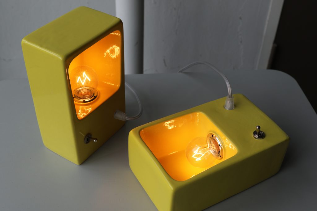 One Mold Desk Lamp two yellow on table