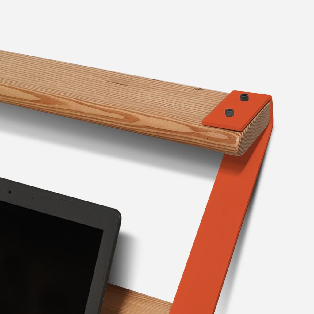 Formr's underSTUDY desk detail orange bracing