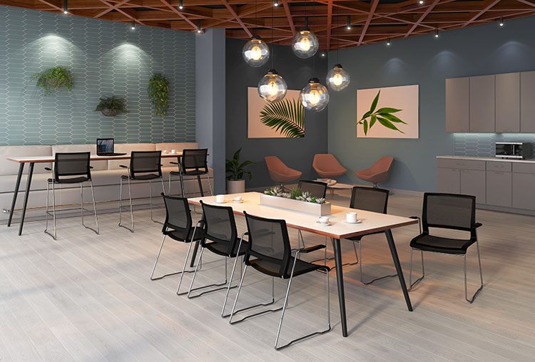 Kip Seating black chairs in office café