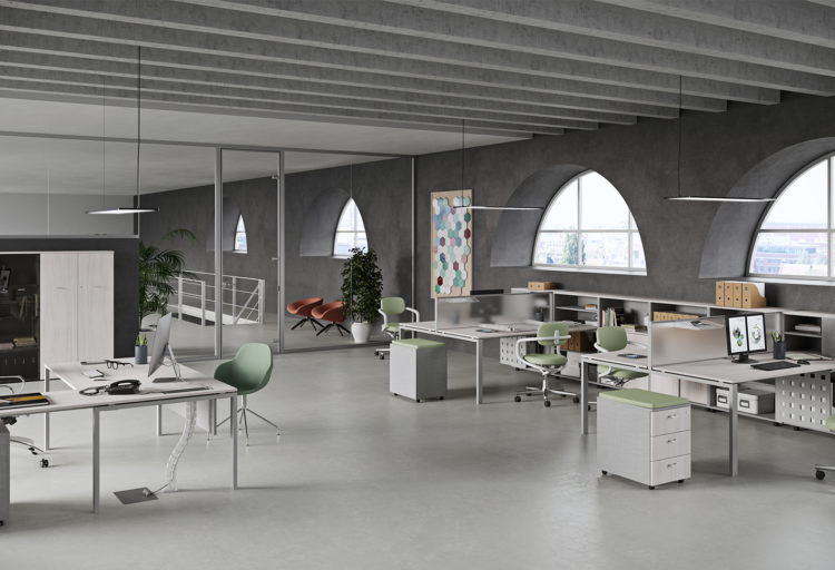 Vista Essence tables and desks in open office
