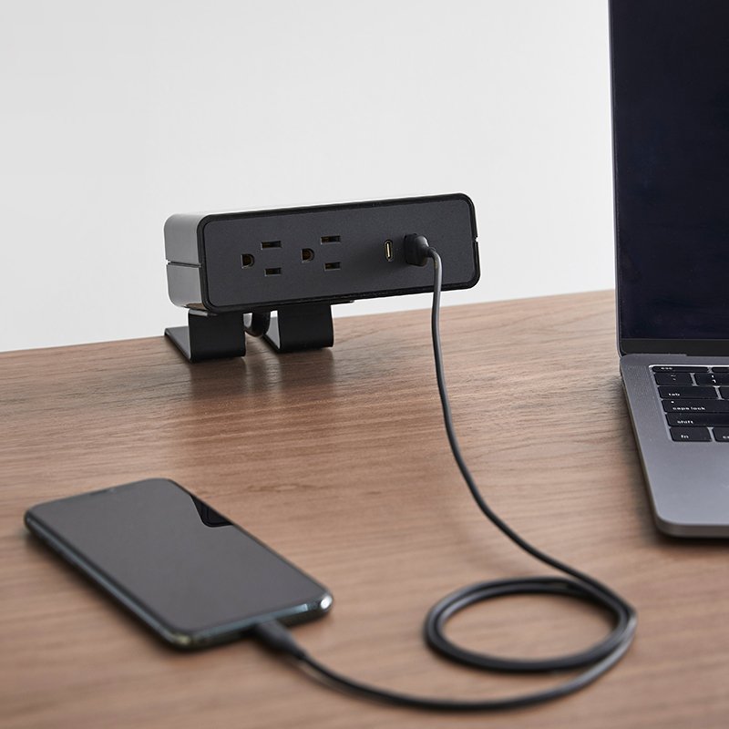 Product Intelligence Humanscale NeatHub data and power solution detail with phone and computer
