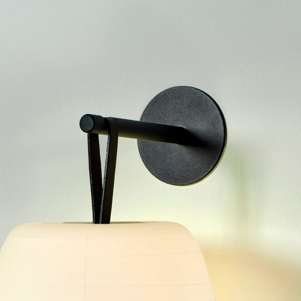 B.lux Misko Camp detail of wall plate with lamp suspended