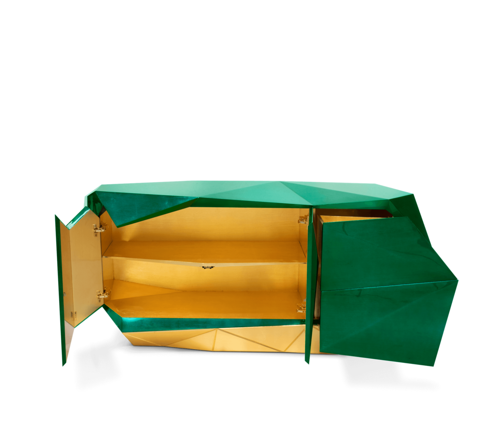 Boca Do Lobo Diamond Emerald Sideboard two open doors