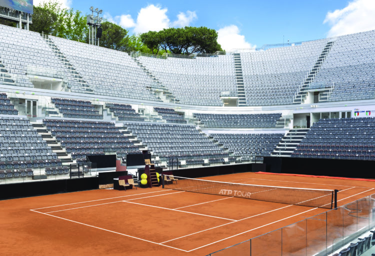 Ethimo Ace panoramic view of furniture at tennis court
