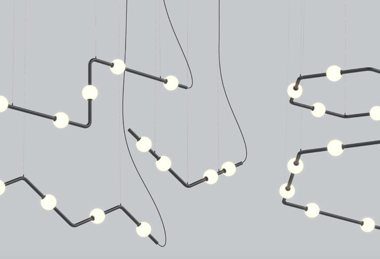 Berri Architectural Luminaire detail with black tubes set at angles
