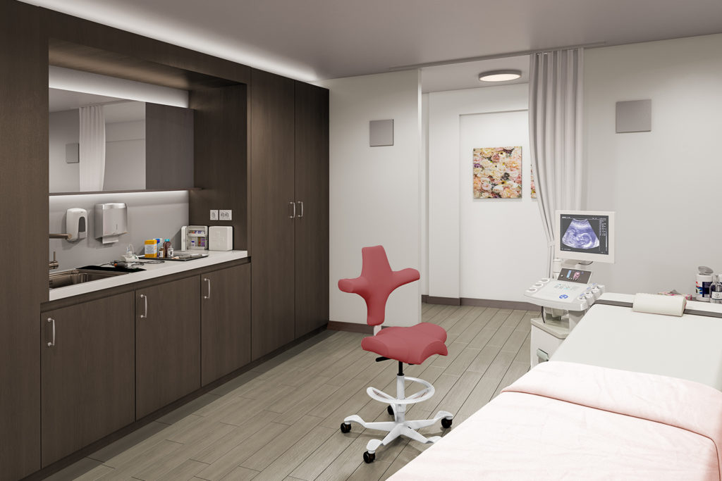 HÅG Capisco with salmon colored upholstery in patient room
