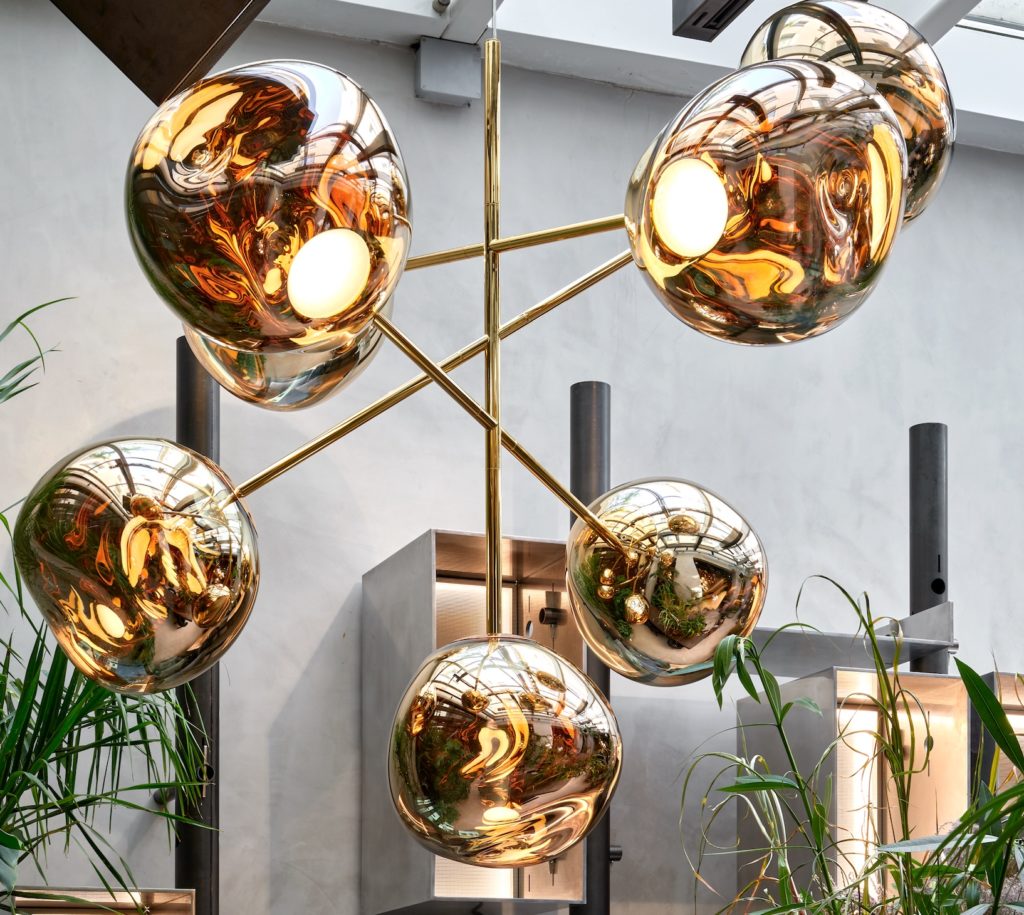 Tom Dixon Melt chandelier on brass stems 