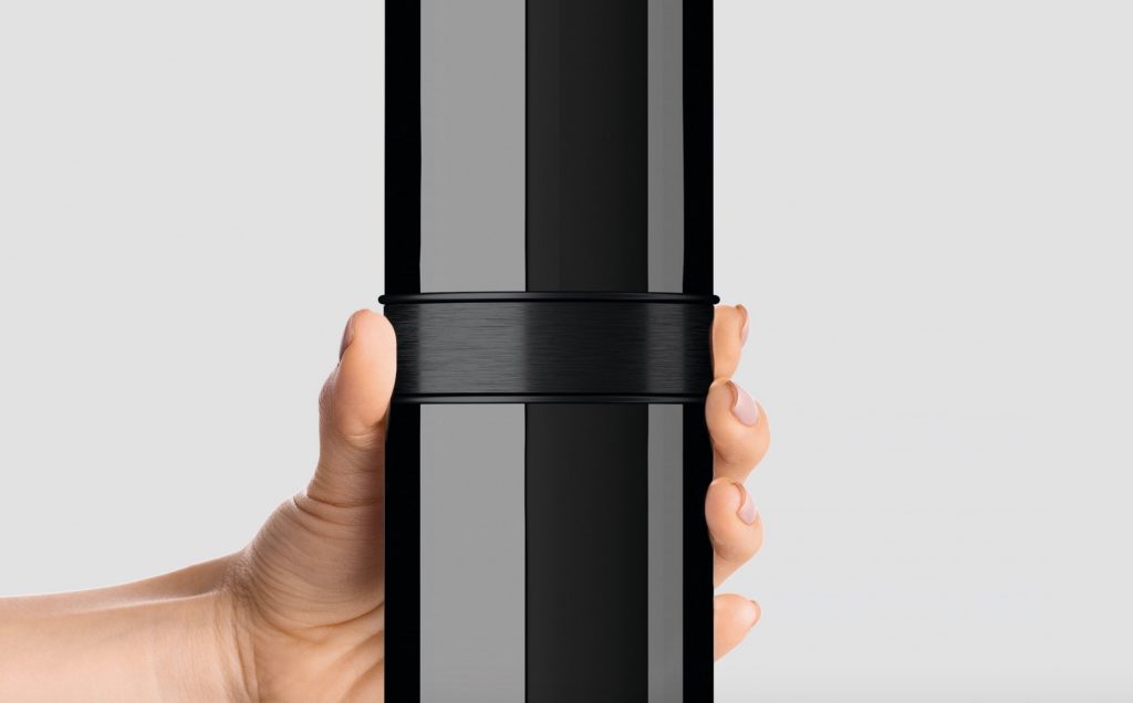 Croma lamp black detail of power ring with hand