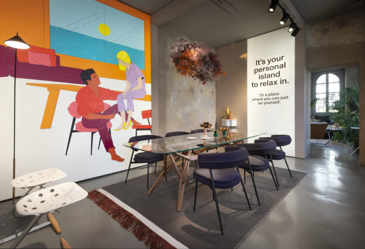 Zanotta Intimacy Collection featuring Ambrosiano Table and Mural