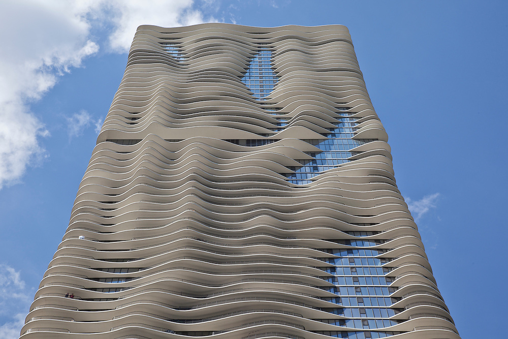 Aqua tower with blue sky