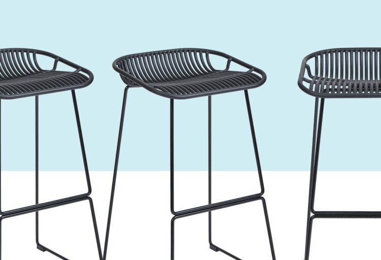 Etc. Avey barstool trio with blue and white background