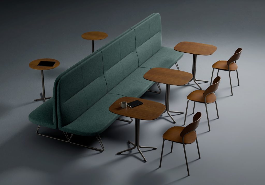 Davis Cantina green with cafe table and chairs