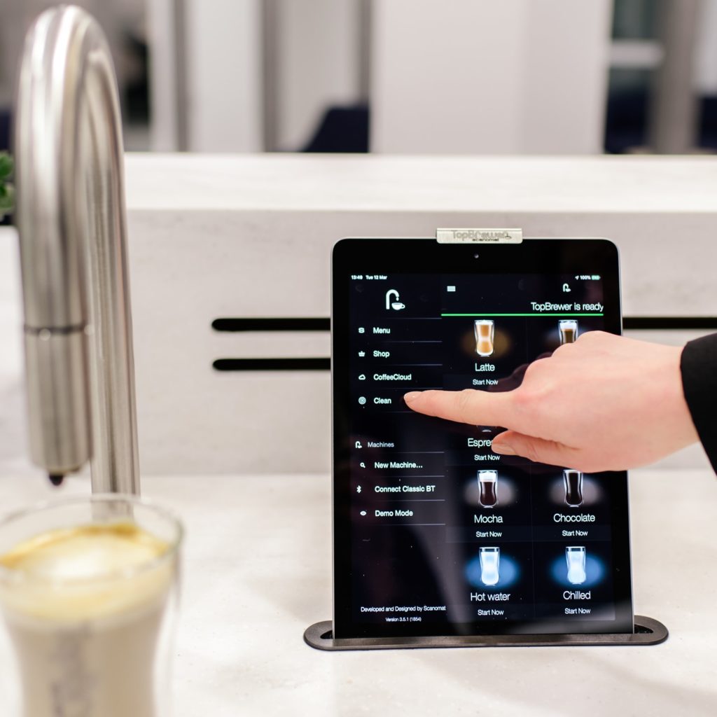 TopBrewer detail of coffee selection process on iPad