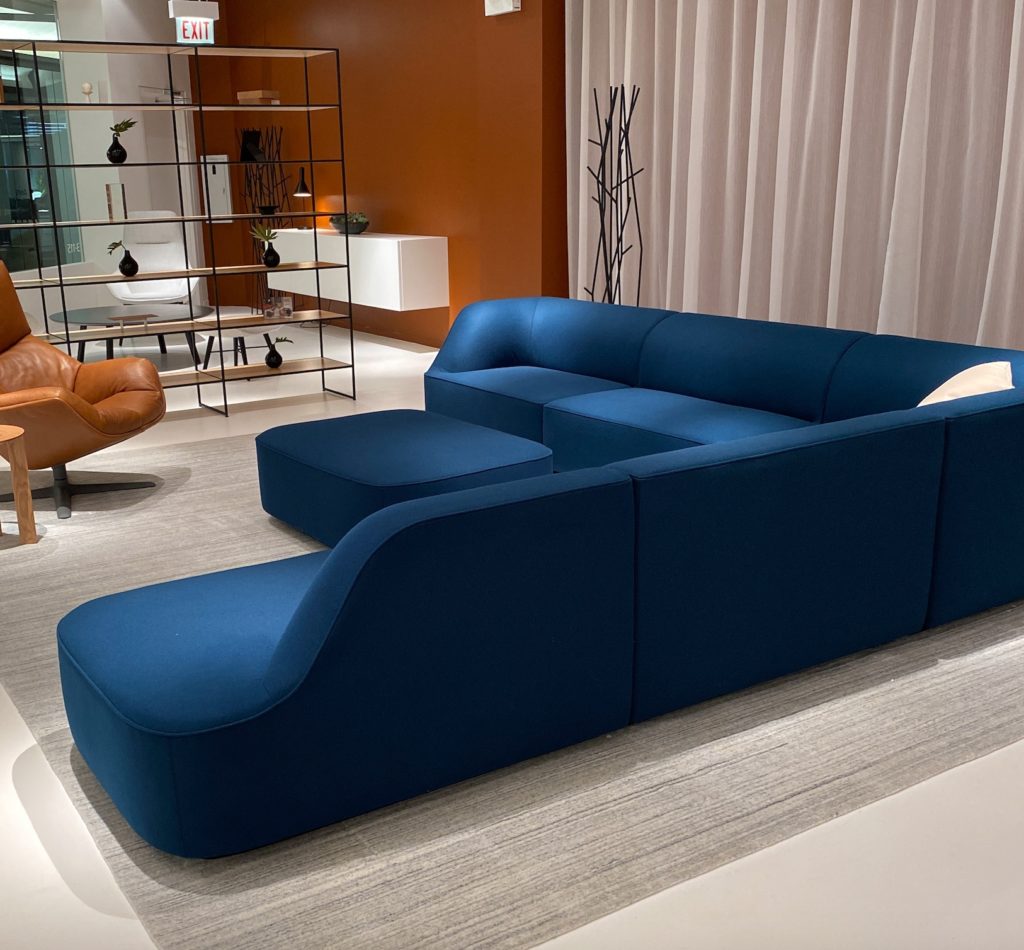 Davis SoMod Sofa blue in showroom