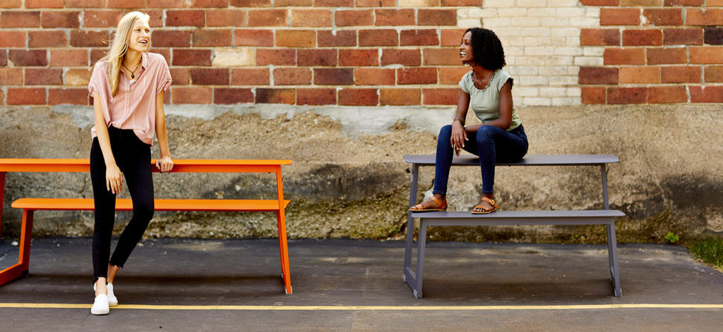 Take-Out orange and gray with tow women