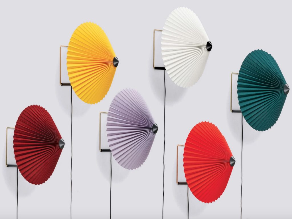 Matin six wall lamps in purple, yellow, gray, white, red, green