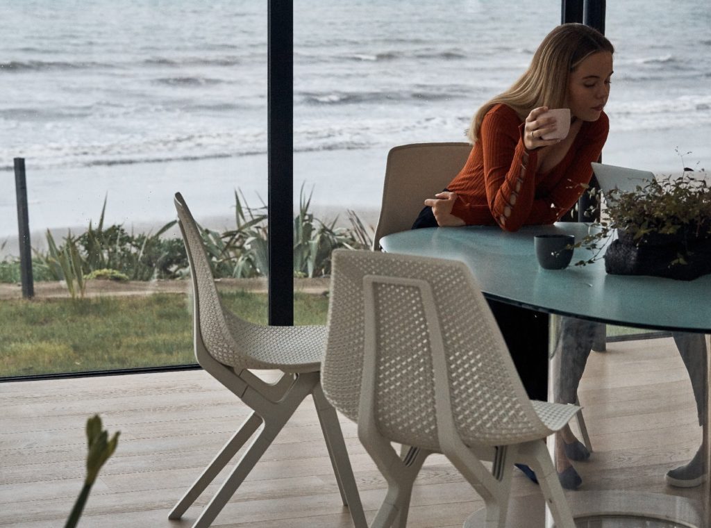 Noho Move Chair White with woman at table