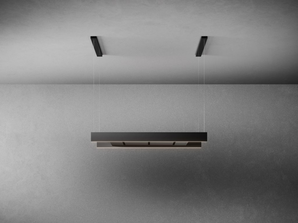 Falmec kitchen hood smaller model with white wall behind