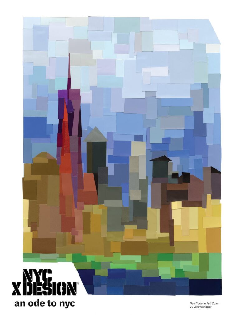 Ode to New York New York: In Full Color poster by Lori Weitzner cityscape in a patchwork collage-like style 