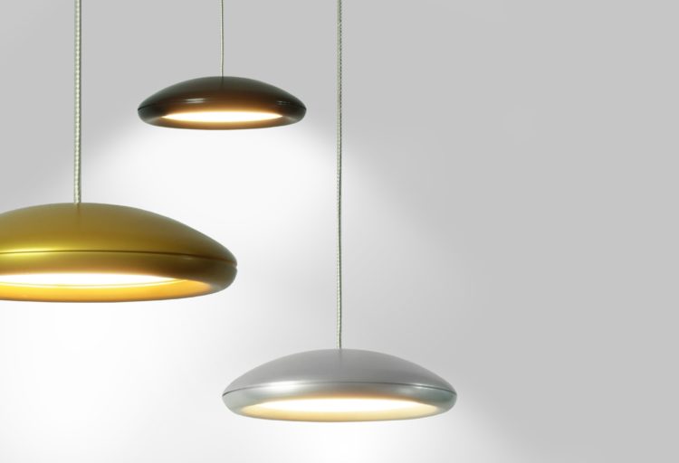 Ovolo three pendants gold, silver, bronze