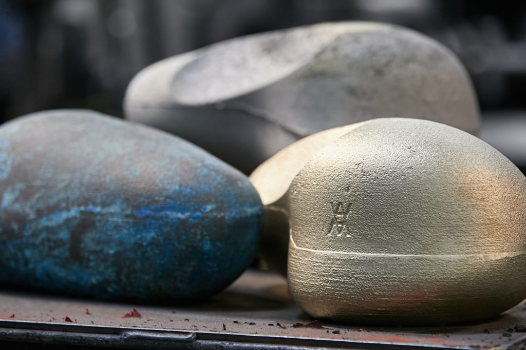 Rock.01 brass rock before and after patina