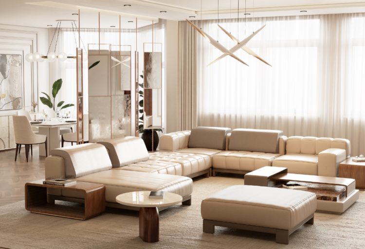 Harar table coffee and side with modular sofa