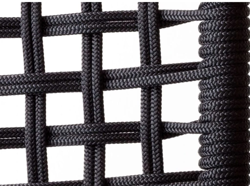 Corda seating detail of back in charcoal