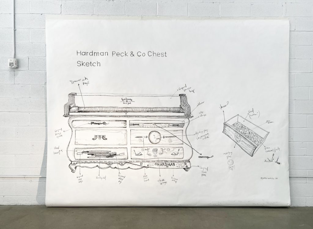 Sabrina Merayo Nuñez sketch of Hardman Peck & Co Chest of Drawers
