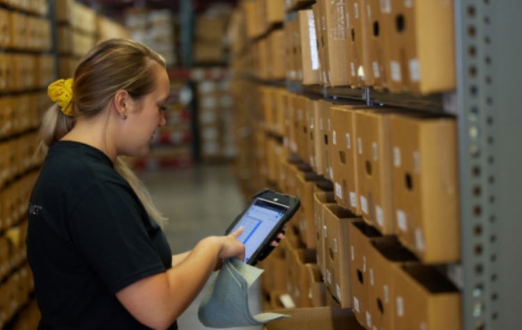 woman in warehouse