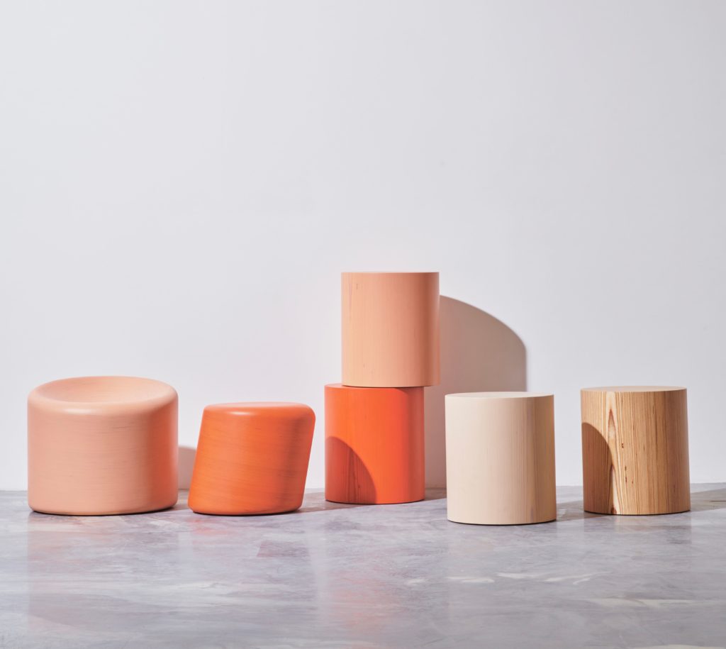 Timbur Vert, Seat, and Stool in different colors