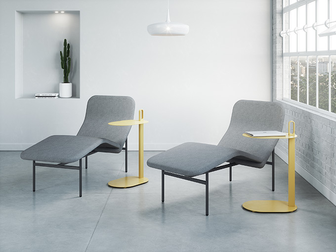 Alden Side Table yellow with lounge chairs