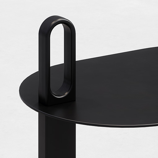 Alden Side Table black handle detail
