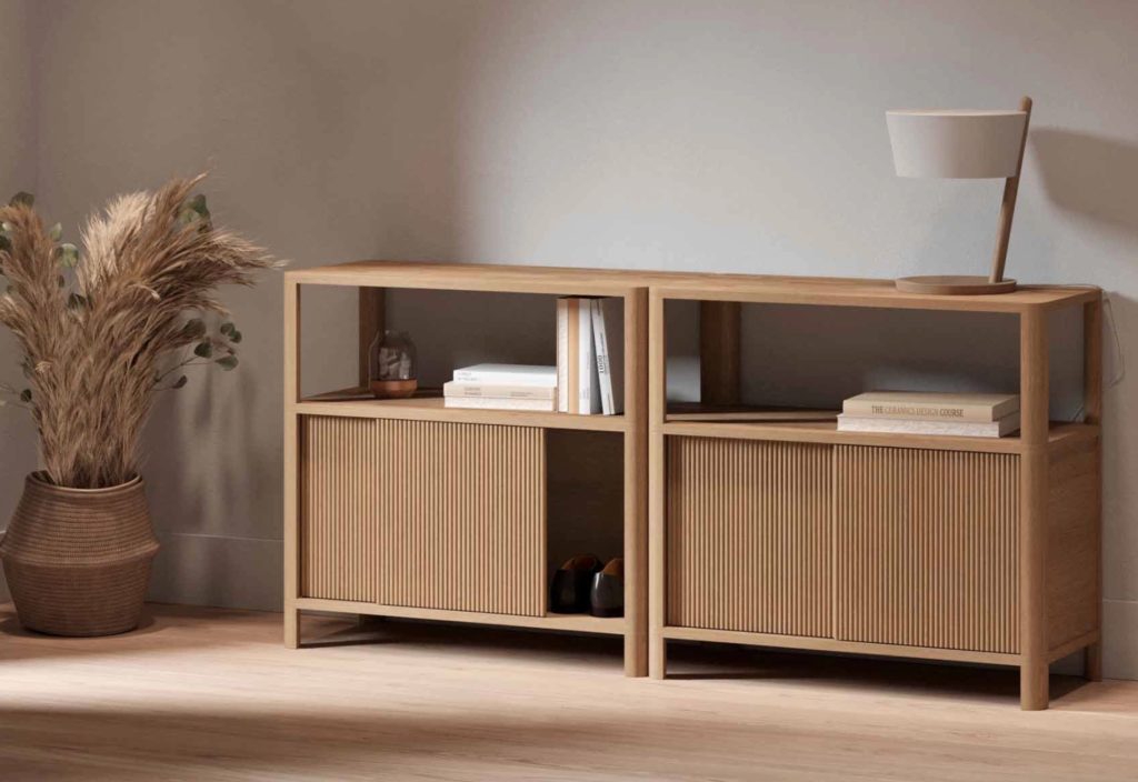 Cloe two short modules side by side in wood