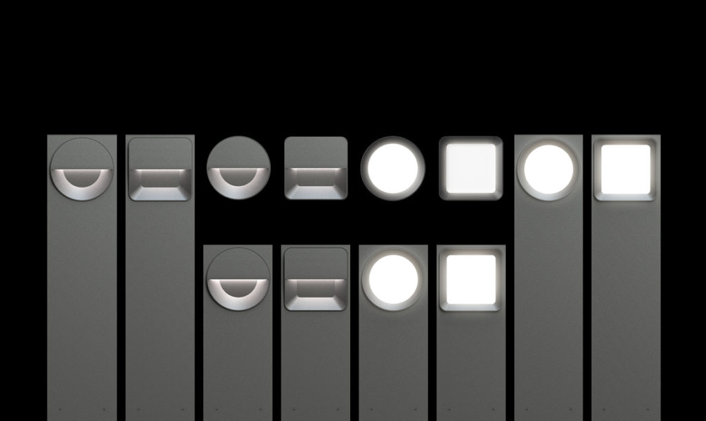 Scena family of round and square direct and diffuse lights