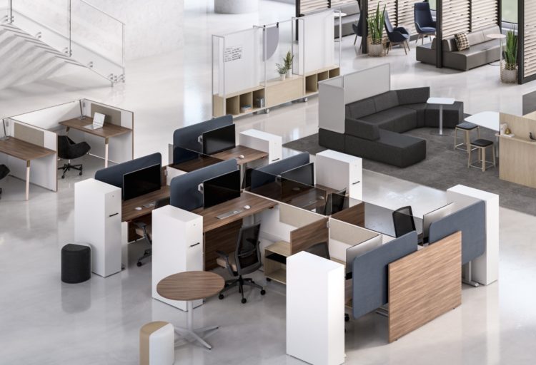 Fit multiple workstations in open office view from above