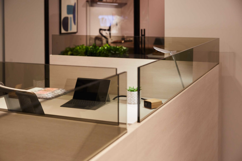 Fit stations with glass panels