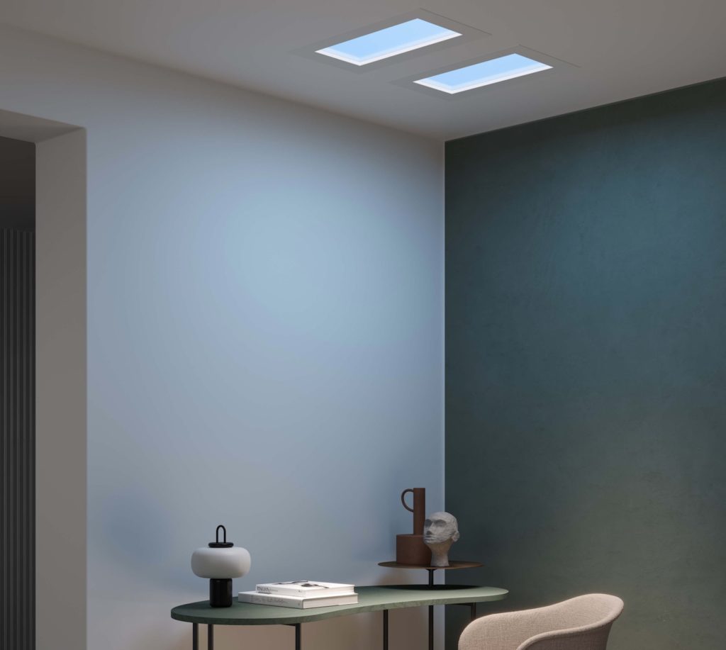 CoeLux natural light module in sitting room