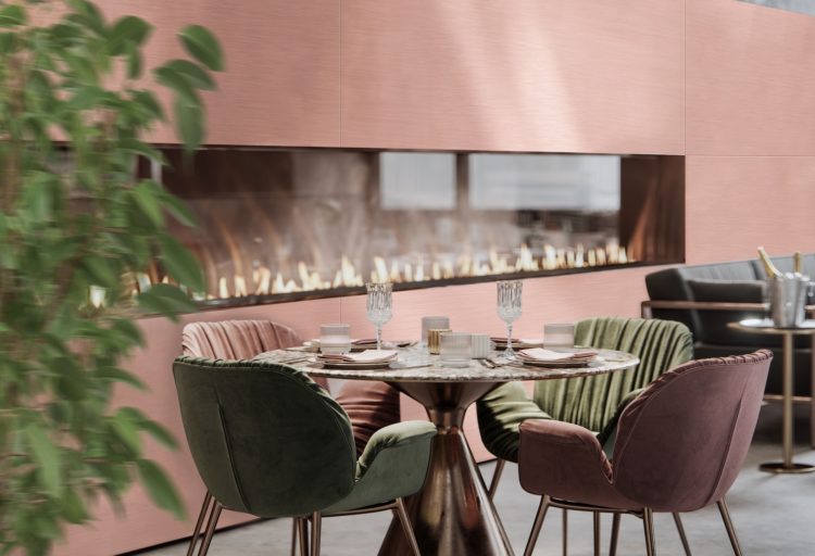 Móz Jewel Tones Rose Gold in restaurant wall feature