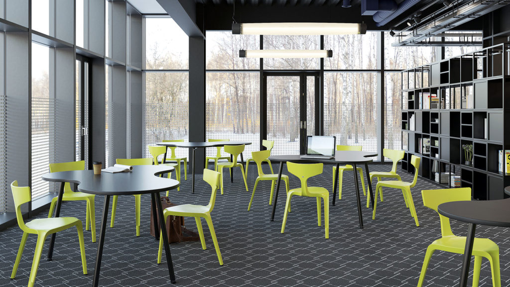 Stakki lime green several chairs in library
